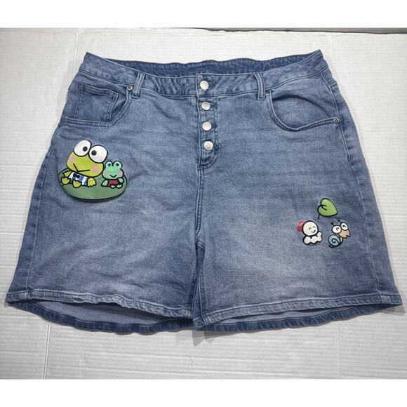 Keroppi By Sanrio Keroppi and Friends Denim Shorts Women's Size 16 - Picture 1 of 14